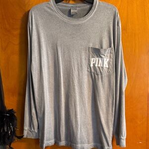 PINK Victoria's Secret Gray Long Sleeve Tee